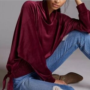 Daily Practice Side Tie Funnel Neck Velour Sweatshirt
